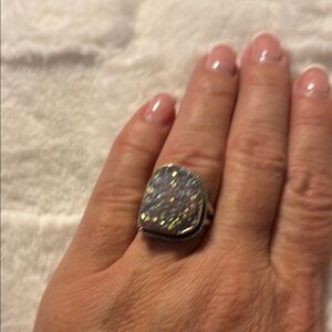 Elegant Sterling Silver Druzy Statement Ring